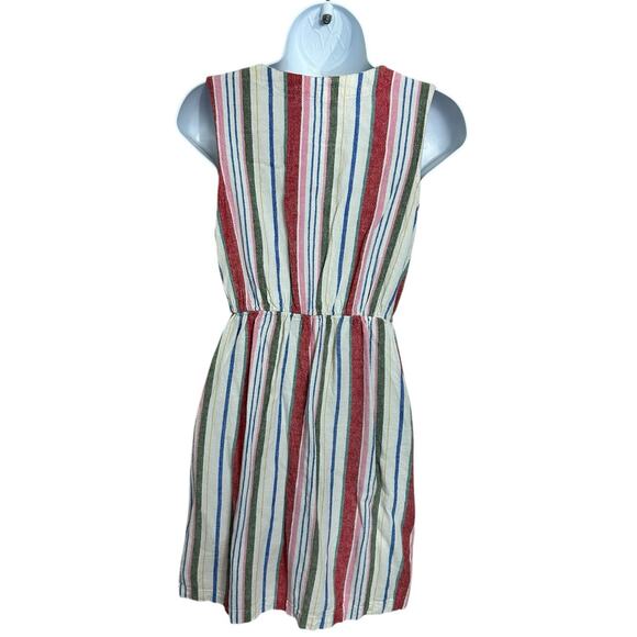 Old Navy Striped Linen Blend Dress Sz Small Sleeveless Button Front Pockets - Picture 11 of 11